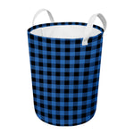 Blue And Black Buffalo Plaid Print Round Laundry Basket