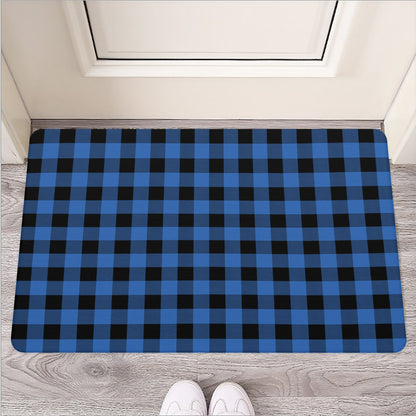 Blue And Black Buffalo Plaid Print Rubber Doormat