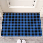 Blue And Black Buffalo Plaid Print Rubber Doormat