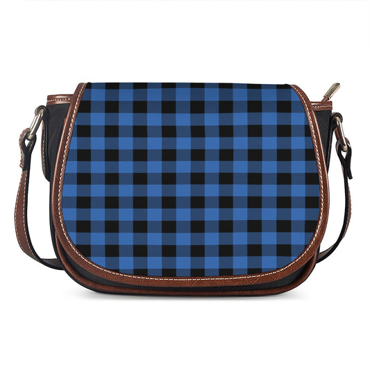 Blue And Black Buffalo Plaid Print Saddle Bag