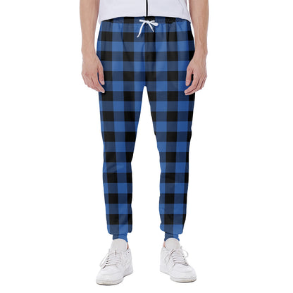 Blue And Black Buffalo Plaid Print Scuba Joggers