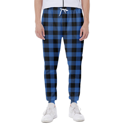 Blue And Black Buffalo Plaid Print Scuba Joggers
