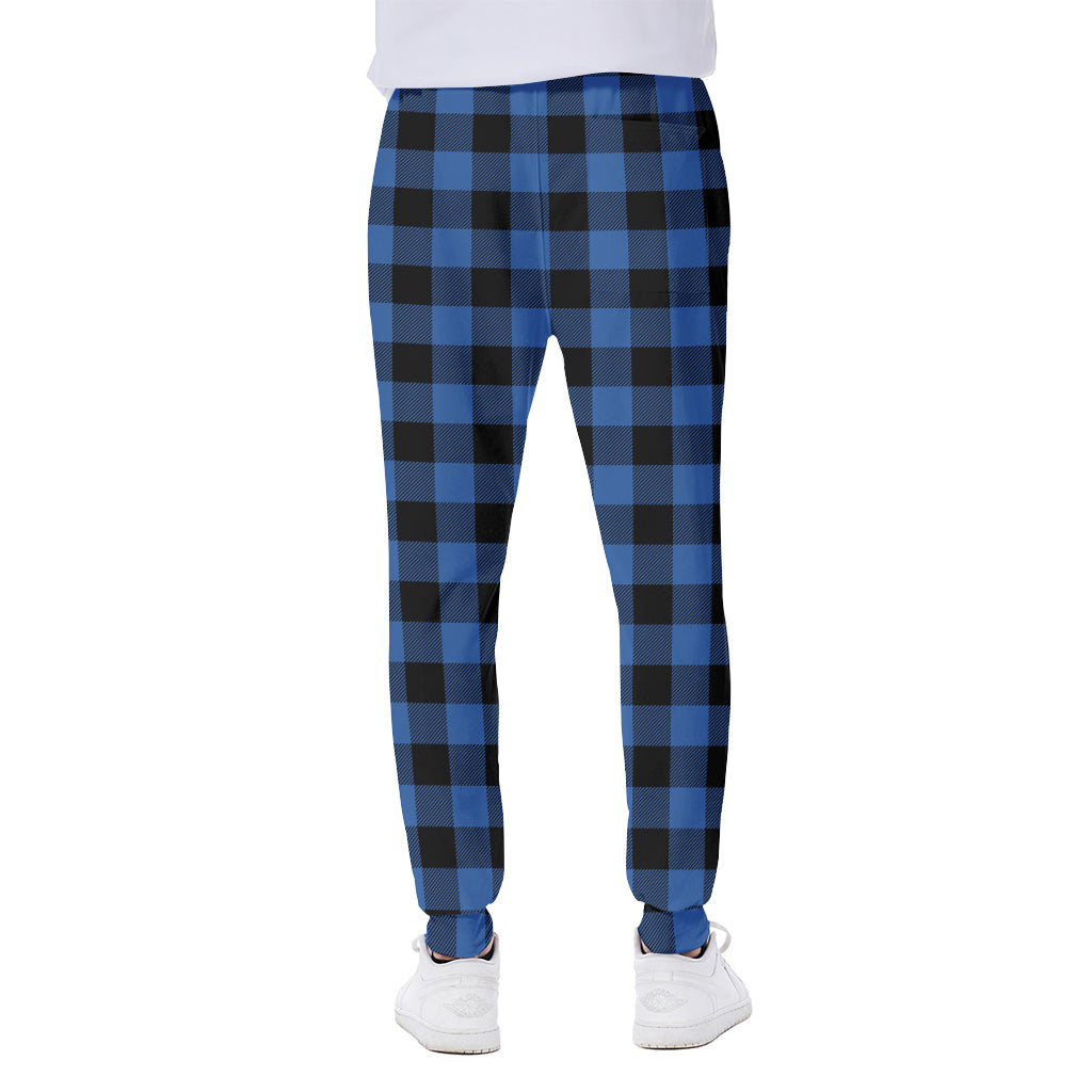 Blue And Black Buffalo Plaid Print Scuba Joggers