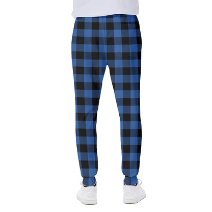 Blue And Black Buffalo Plaid Print Scuba Joggers