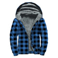 Blue And Black Buffalo Plaid Print Sherpa Lined Zip Up Hoodie