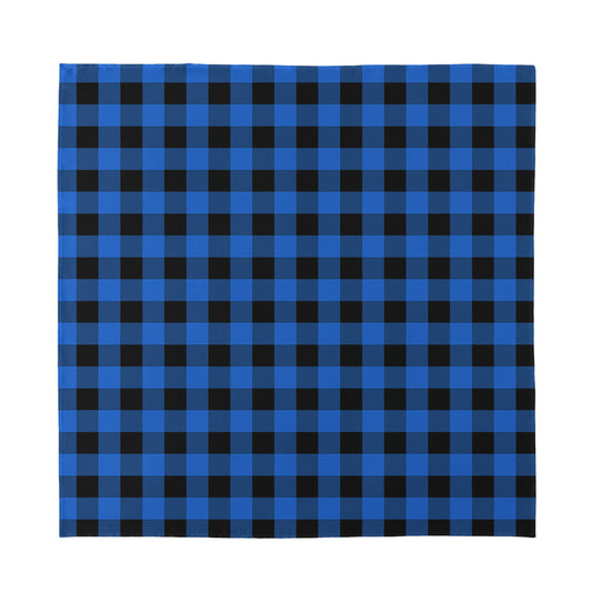 Blue And Black Buffalo Plaid Print Silk Bandana