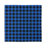 Blue And Black Buffalo Plaid Print Silk Bandana