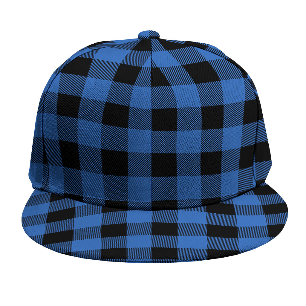 Blue And Black Buffalo Plaid Print Snapback Cap