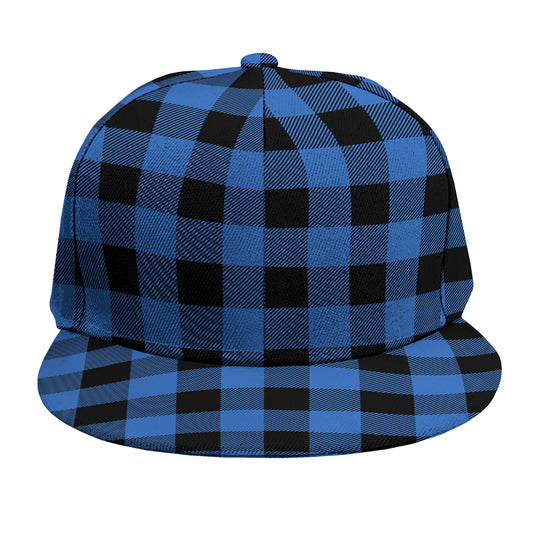 Blue And Black Buffalo Plaid Print Snapback Cap