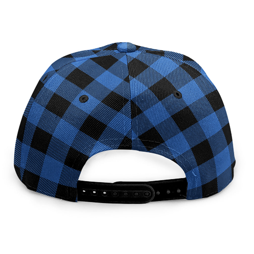 Blue And Black Buffalo Plaid Print Snapback Cap