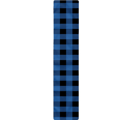 Blue And Black Buffalo Plaid Print Table Runner