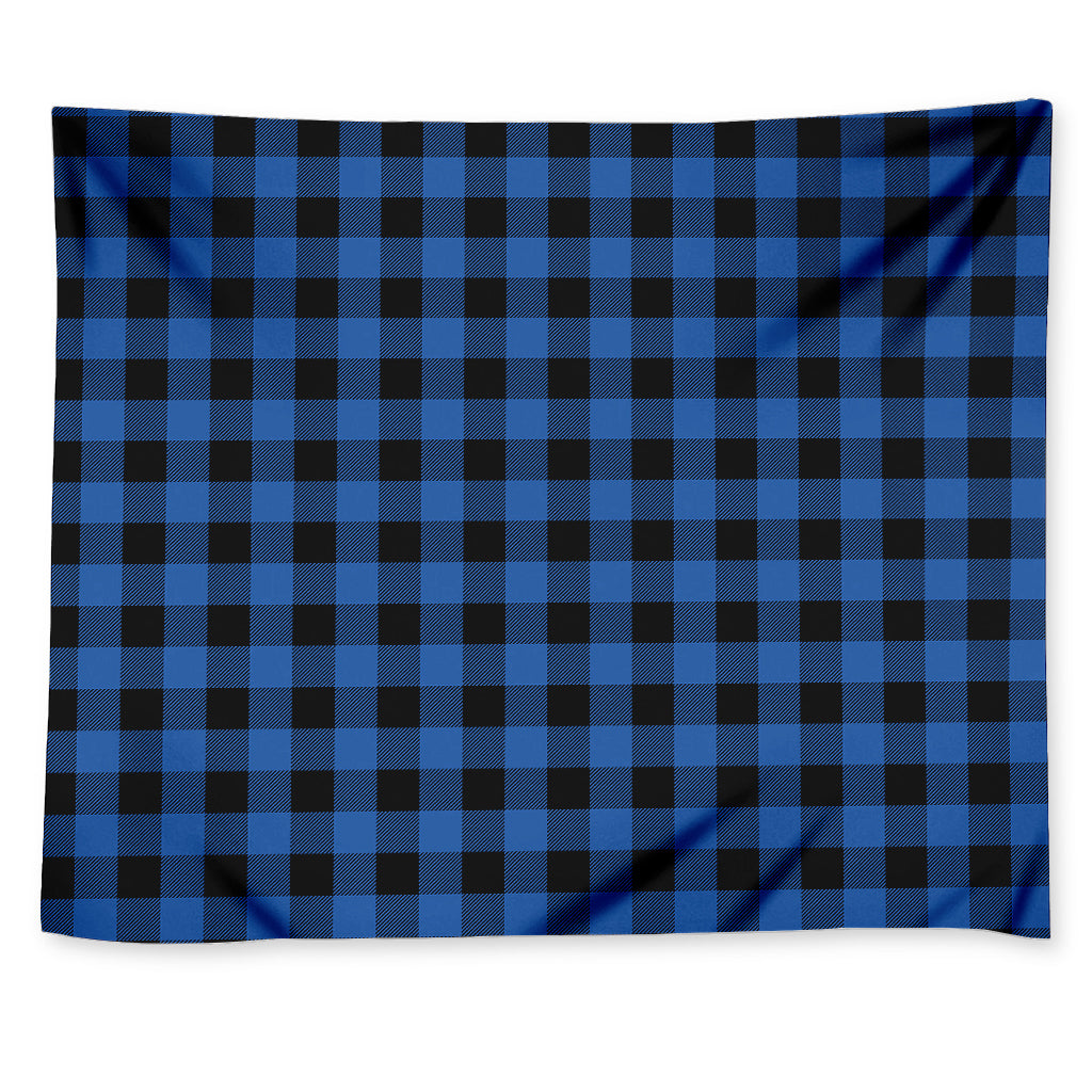 Blue And Black Buffalo Plaid Print Tapestry