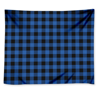 Blue And Black Buffalo Plaid Print Tapestry