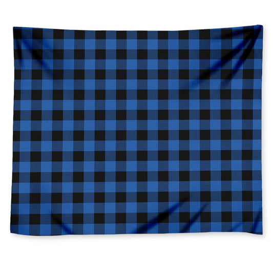 Blue And Black Buffalo Plaid Print Tapestry