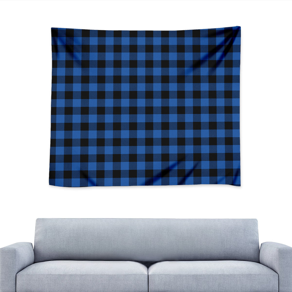 Blue And Black Buffalo Plaid Print Tapestry