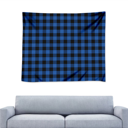 Blue And Black Buffalo Plaid Print Tapestry