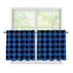 Blue And Black Buffalo Plaid Print Tier Curtains