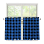 Blue And Black Buffalo Plaid Print Tier Curtains