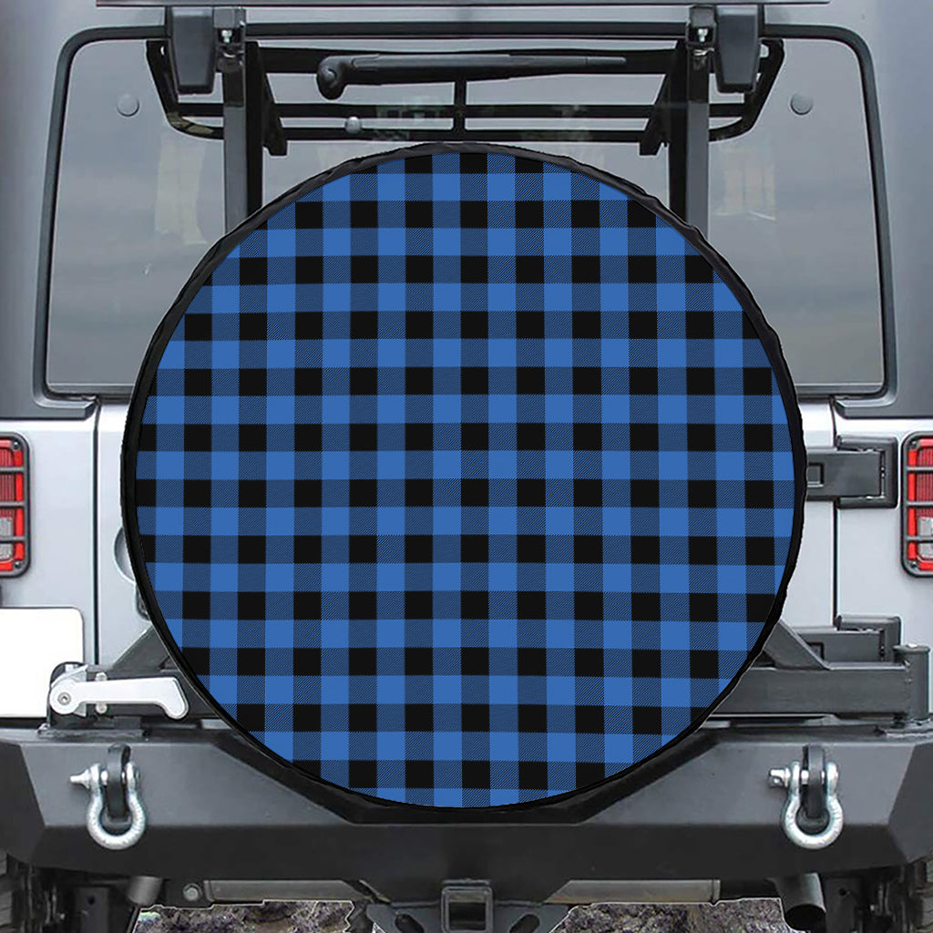 Blue And Black Buffalo Plaid Print Tire Cover