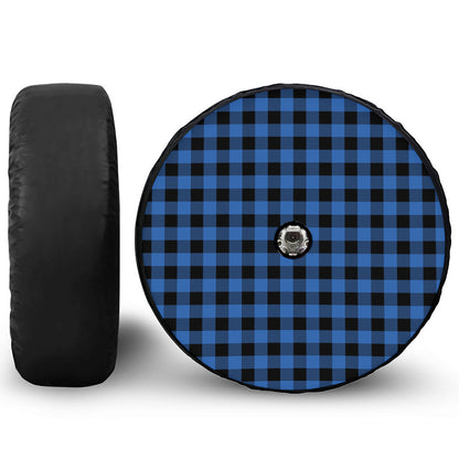 Blue And Black Buffalo Plaid Print Tire Cover With Camera Hole