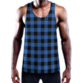 Blue And Black Buffalo Plaid Print Men's Workout Tank Top