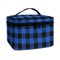 Blue And Black Buffalo Plaid Print Travel Makeup Bag