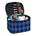 Blue And Black Buffalo Plaid Print Travel Makeup Bag