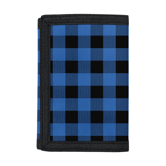Blue And Black Buffalo Plaid Print Trifold Wallet