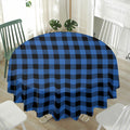 Blue And Black Buffalo Plaid Print Waterproof Round Tablecloth