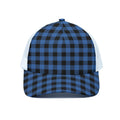 Blue And Black Buffalo Plaid Print White Mesh Trucker Hat