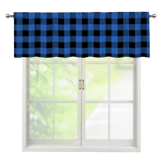 Blue And Black Buffalo Plaid Print Window Valance