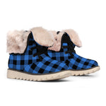 Blue And Black Buffalo Plaid Print Winter Boots