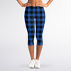 Blue And Black Buffalo Plaid Print Women's Capri Leggings