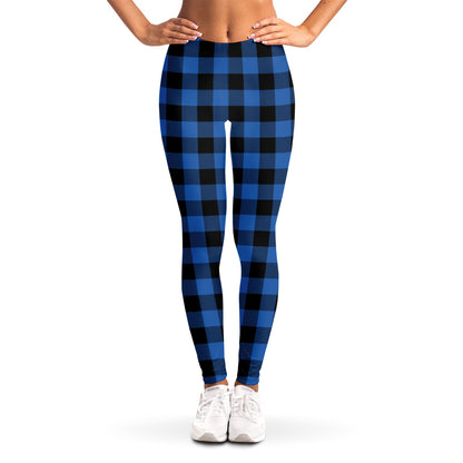 Blue And Black Buffalo Plaid Print Women's Leggings