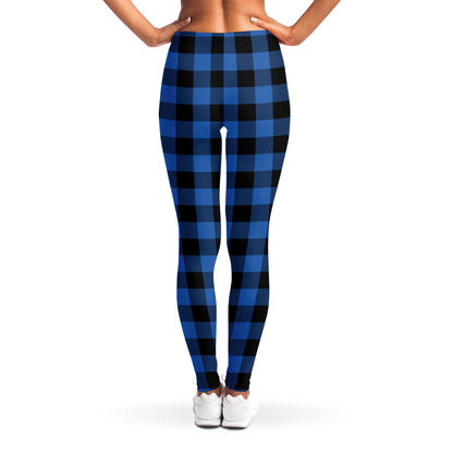 Blue And Black Buffalo Plaid Print Women's Leggings