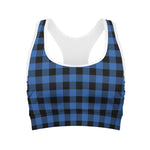 Blue And Black Buffalo Plaid Print Women's Sports Bra