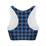 Blue And Black Buffalo Plaid Print Women's Sports Bra
