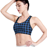 Blue And Black Buffalo Plaid Print Women's Sports Bra
