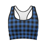 Blue And Black Buffalo Plaid Print Women's Sports Bra