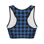 Blue And Black Buffalo Plaid Print Women's Sports Bra