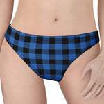 Blue And Black Buffalo Plaid Print Women's Thong