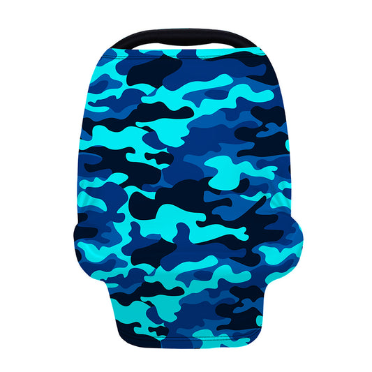 Blue And Black Camouflage Print Baby Seat Cover