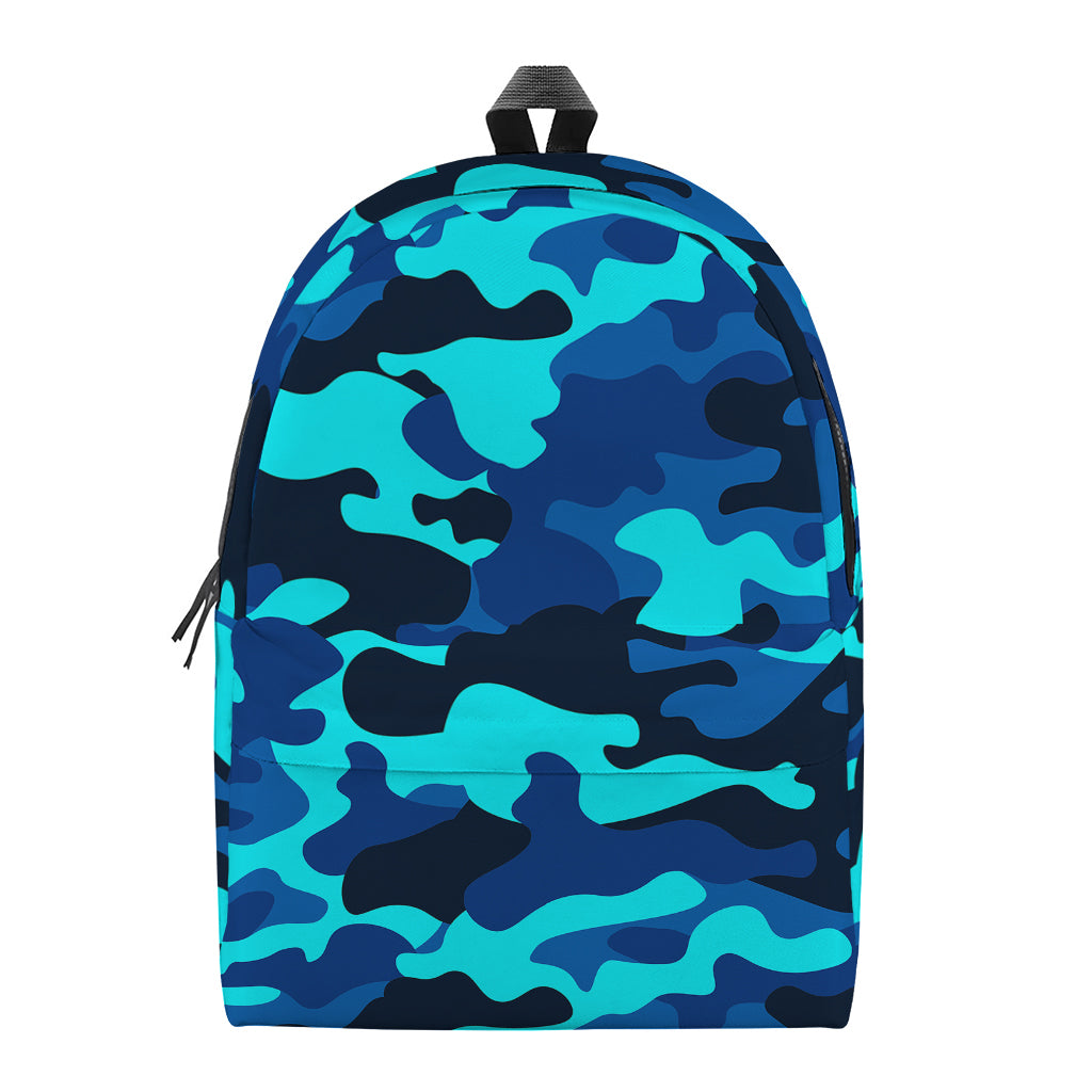 Blue And Black Camouflage Print Backpack