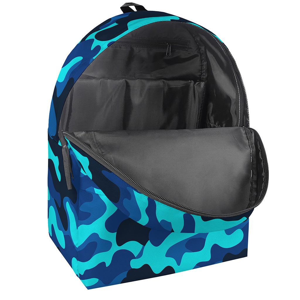 Blue And Black Camouflage Print Backpack