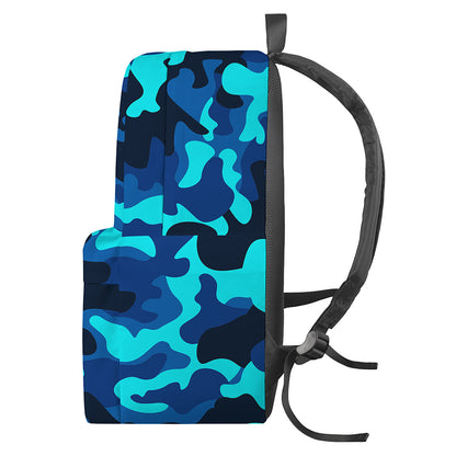 Blue And Black Camouflage Print Backpack