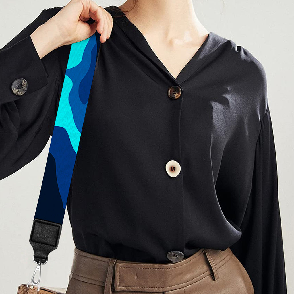 Blue And Black Camouflage Print Bag Strap