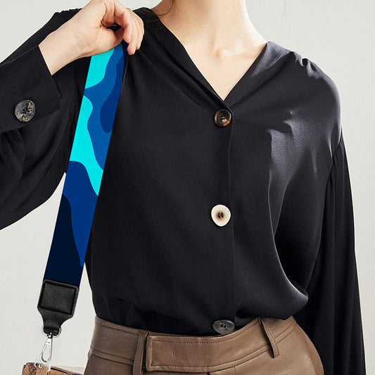 Blue And Black Camouflage Print Bag Strap