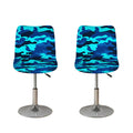 Blue And Black Camouflage Print Bar Stool Covers