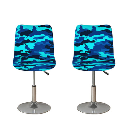 Blue And Black Camouflage Print Bar Stool Covers