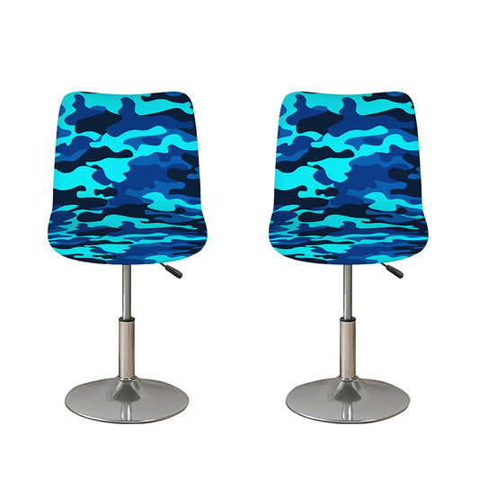 Blue And Black Camouflage Print Bar Stool Covers